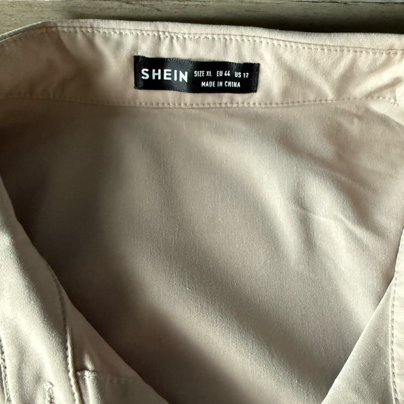 Women's Beige Ruffle Button-Down Dress - Picture 10 of 10